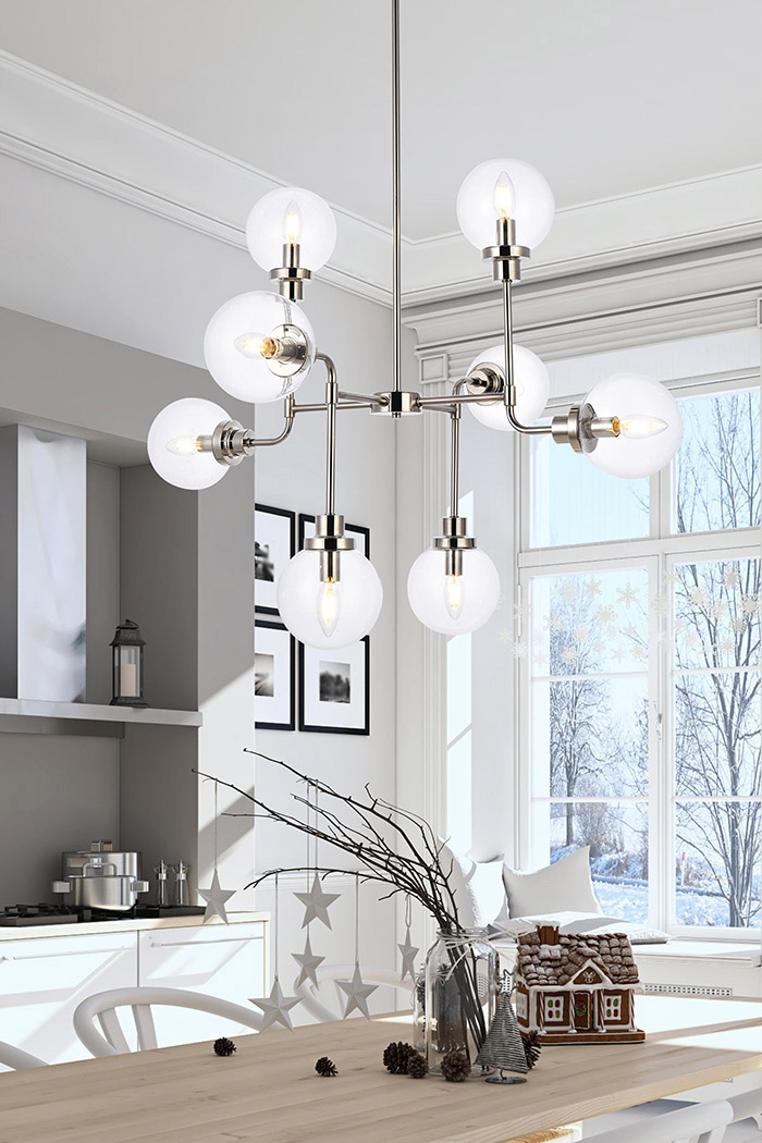 Elegant Hanson 8 Lights Pendant - Polished Nickel (LD7039D36PN)