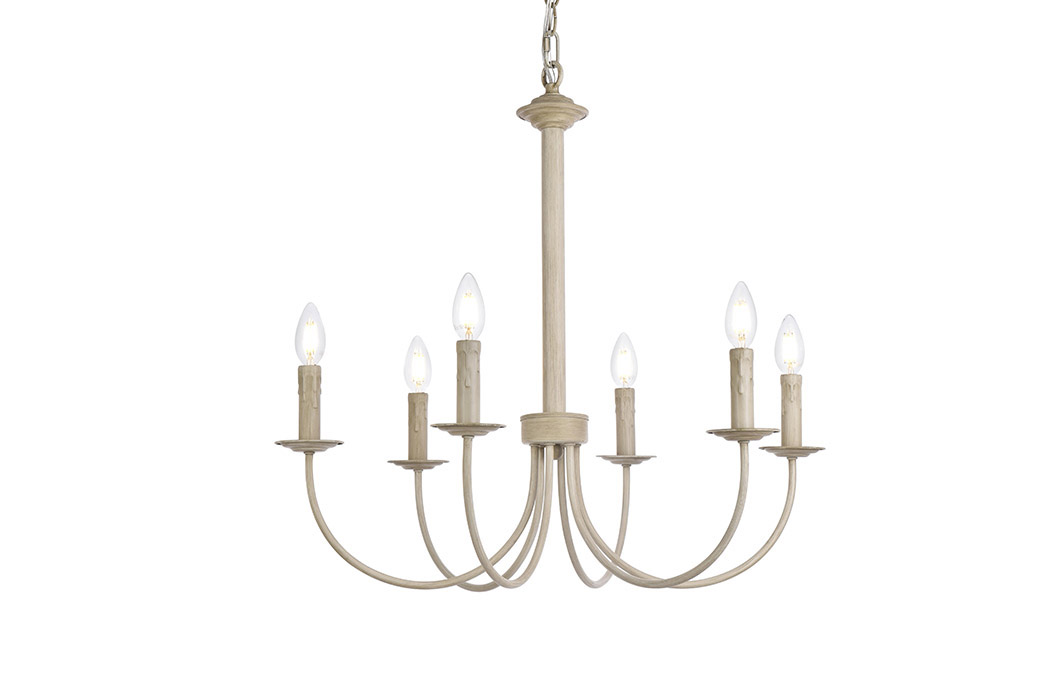 Elegant Brielle 6 Lights Pendant - Weathered Dove, L 26" (LD7040D26WD)