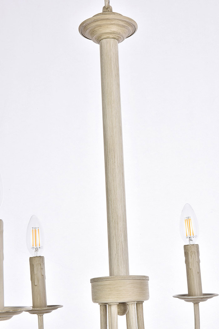 Elegant Brielle 6 Lights Pendant - Weathered Dove, L 26" (LD7040D26WD)
