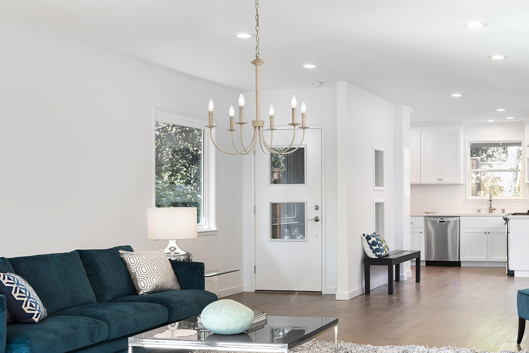 Elegant Brielle 6 Lights Pendant - Weathered Dove, L 26" (LD7040D26WD)