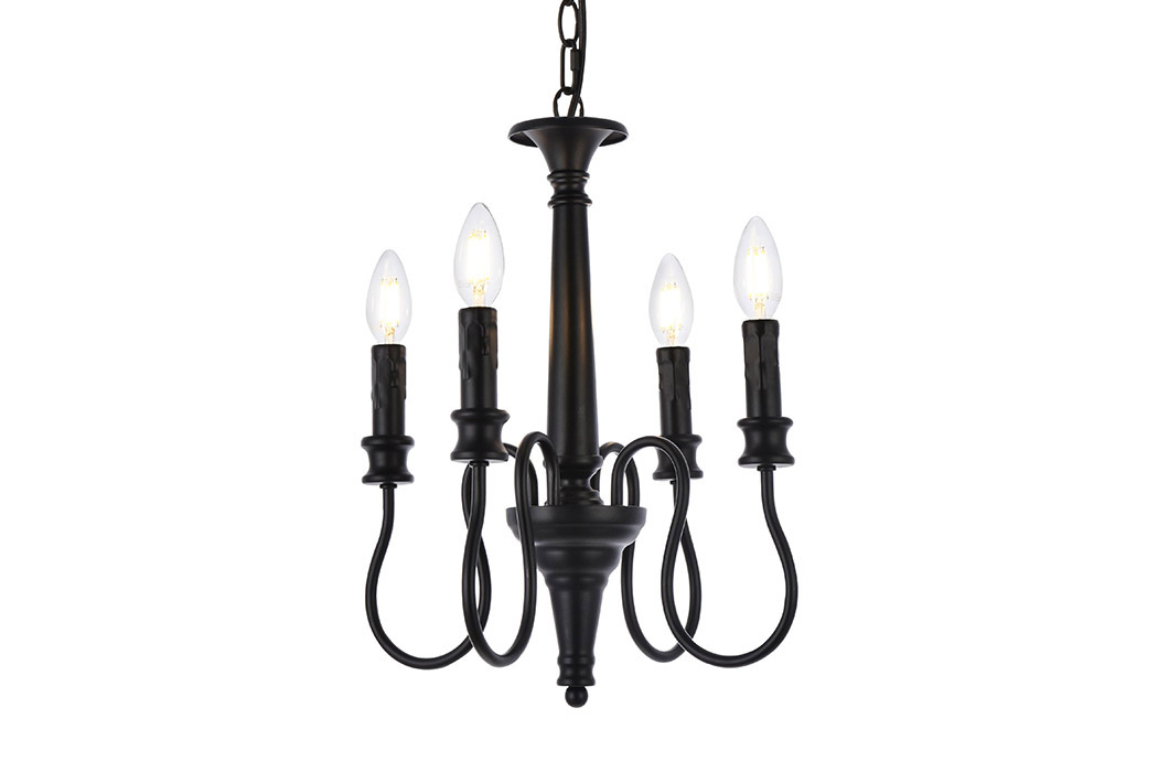 Elegant Flynx 4 Lights Pendant - Black, L 14" (LD7042D14BK)