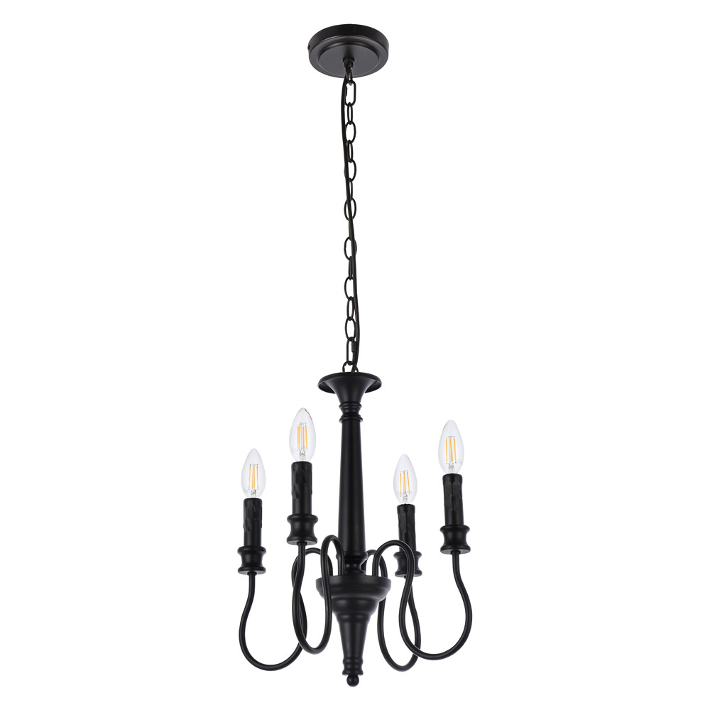 Elegant Flynx 4 Lights Pendant - Black, L 14" (LD7042D14BK)
