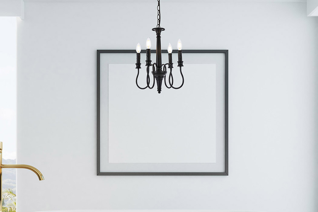 Elegant Flynx 4 Lights Pendant - Black, L 14" (LD7042D14BK)
