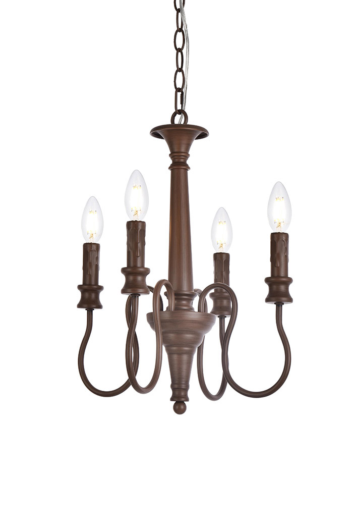 Elegant Flynx 4 Lights Pendant - Weathered Oak, L 14" (LD7042D14WOK)
