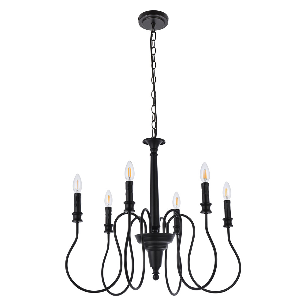 Elegant Flynx 4 Lights Pendant - Black, L 26" (LD7044D26BK)