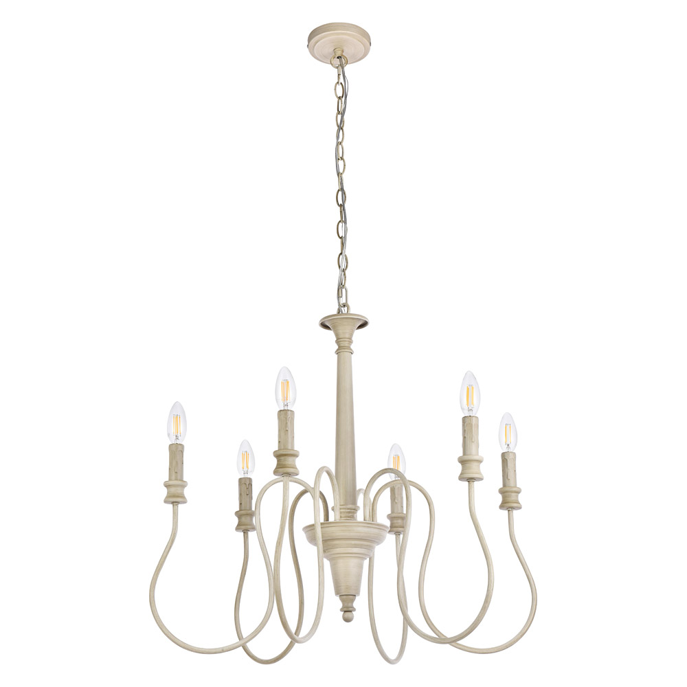 Elegant Flynx 4 Lights Pendant - Weathered Dove, L 26" (LD7044D26WD)