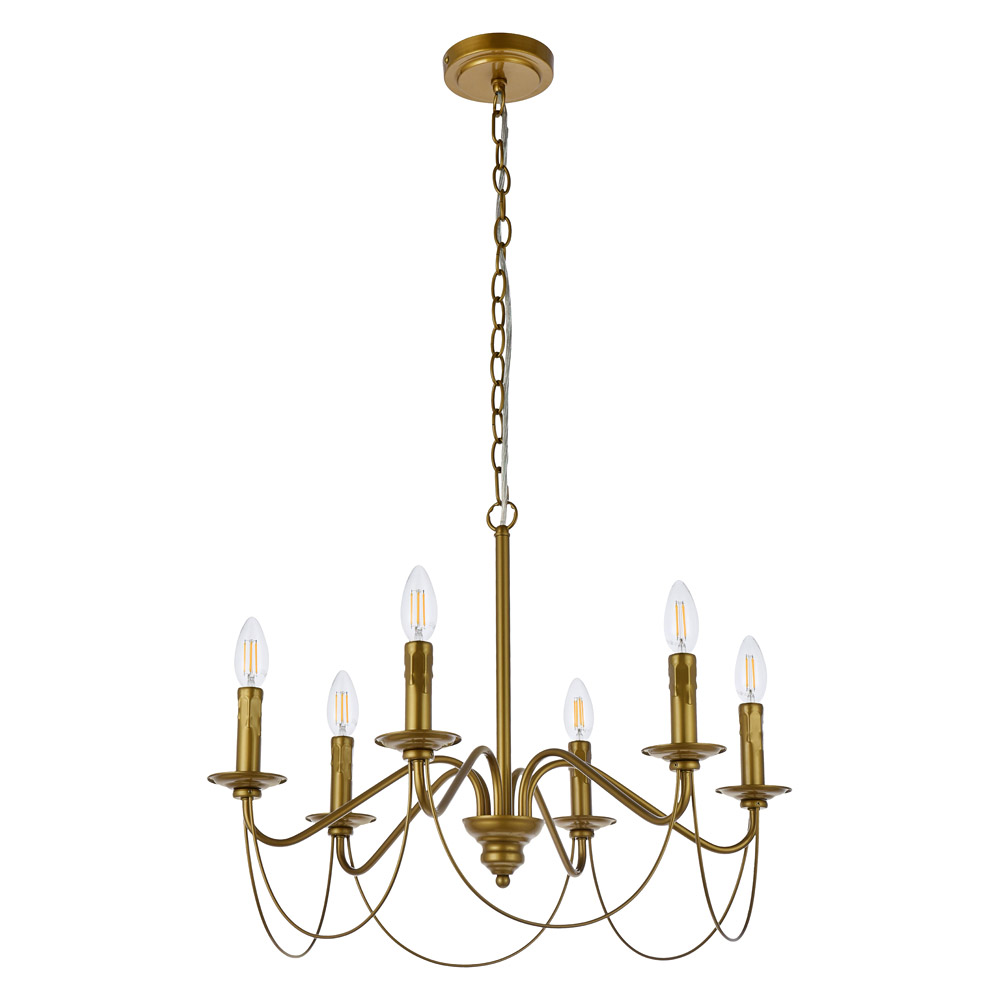 Elegant Westley 6 Lights Pendant - Brass (LD7048D24BR)