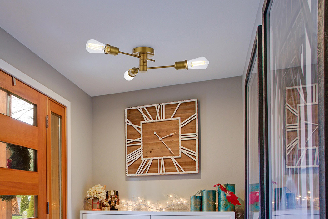 Elegant Xavier 3 Lights Flush Mount - Brass (LD7049F18BR)