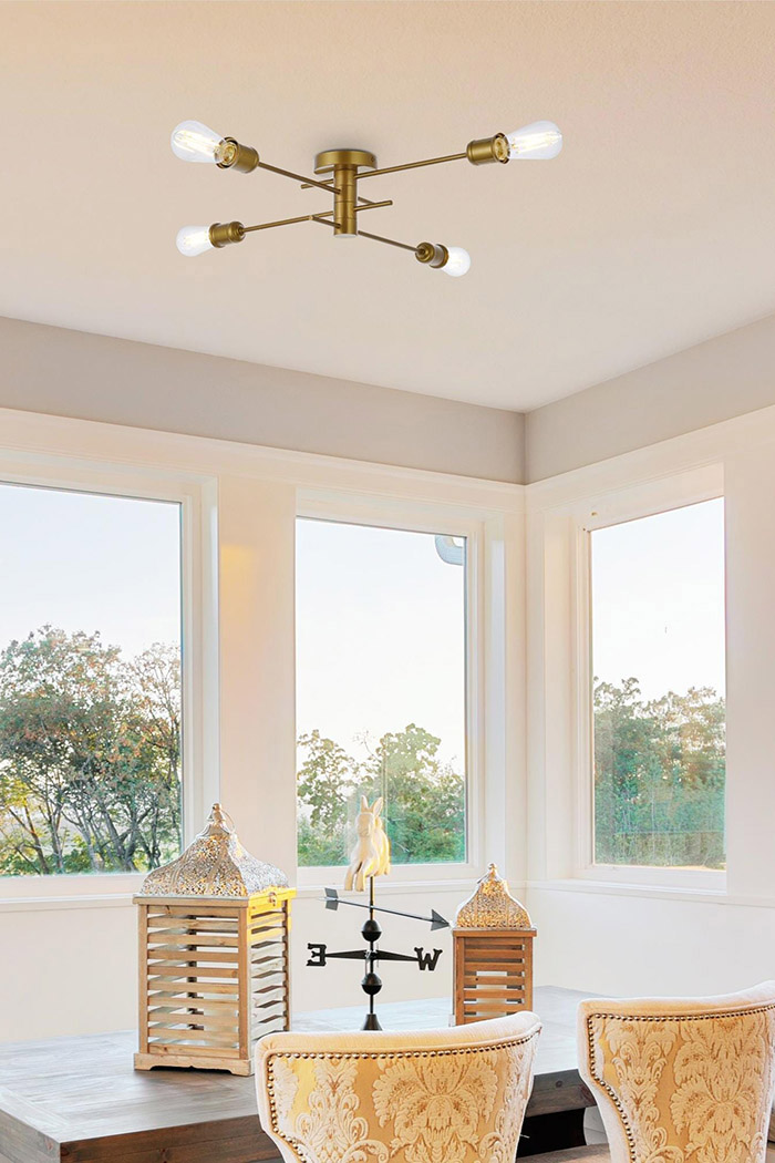 Elegant Xavier 4 Lights Flush Mount - Brass (LD7050F26BR)