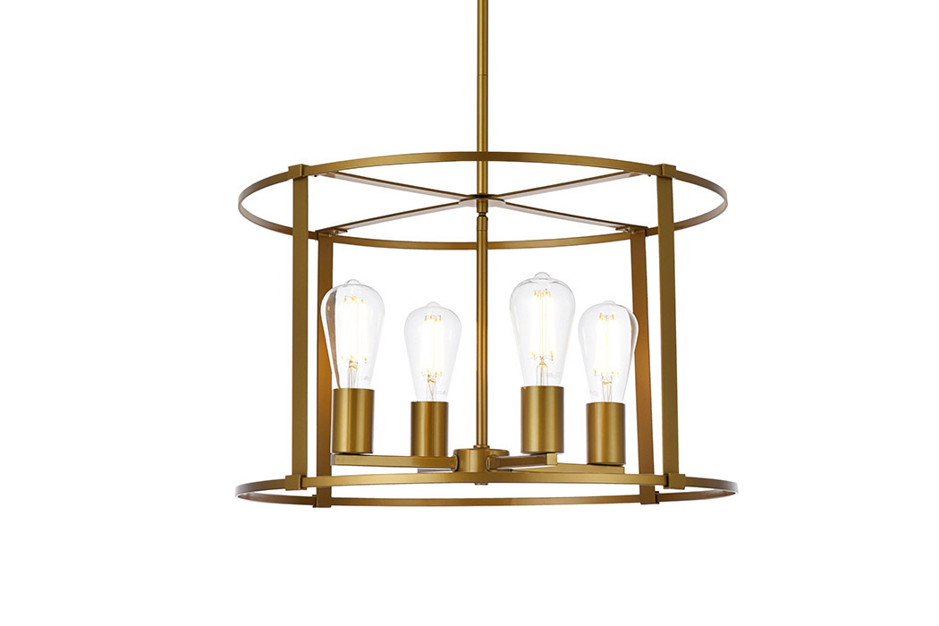 Elegant Agnys 4 Lights Pendant - Brass, L 20" (LD7057D20BR)