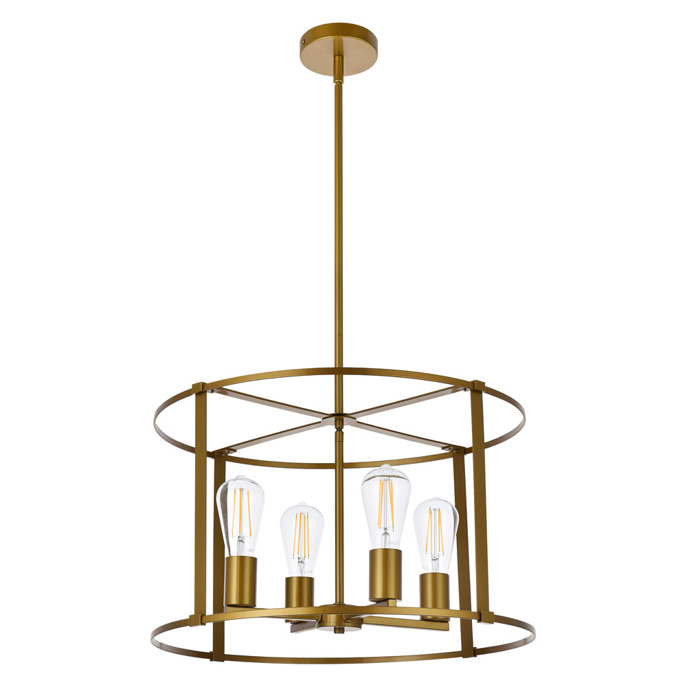 Elegant Agnys 4 Lights Pendant - Brass, L 20" (LD7057D20BR)