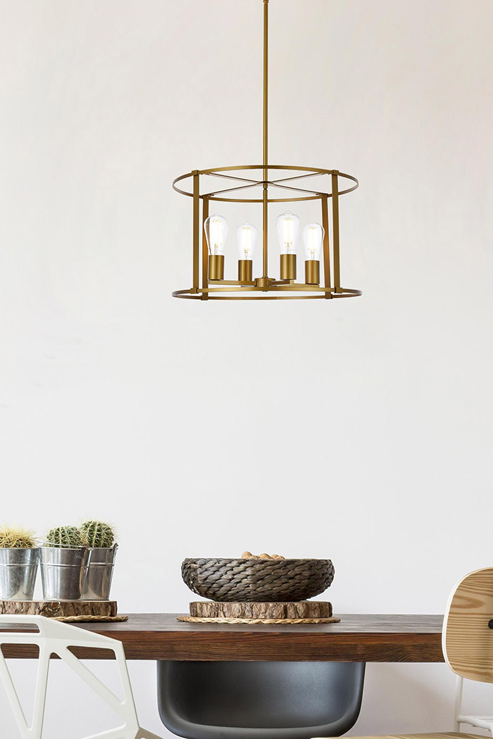 Elegant Agnys 4 Lights Pendant - Brass, L 20" (LD7057D20BR)