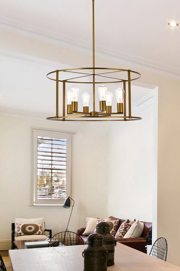 Elegant Agnys 4 Lights Pendant - Brass, L 26" (LD7058D26BR)