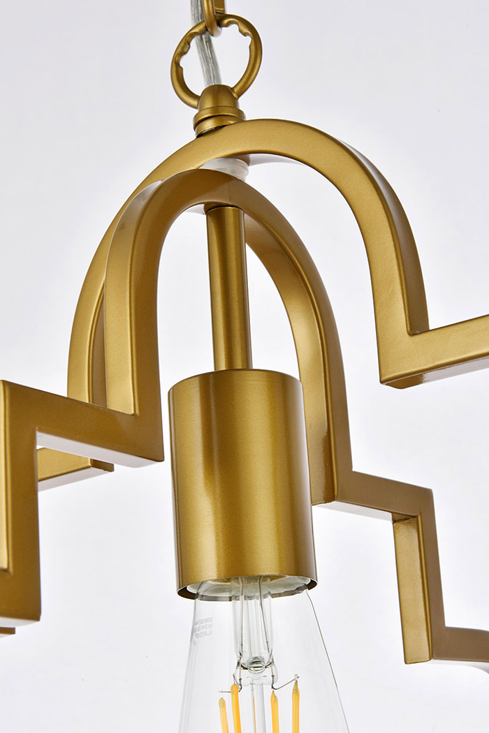 Elegant Sandara 1 Light Pendant - Brass, L 16" (LD7063D16BR)
