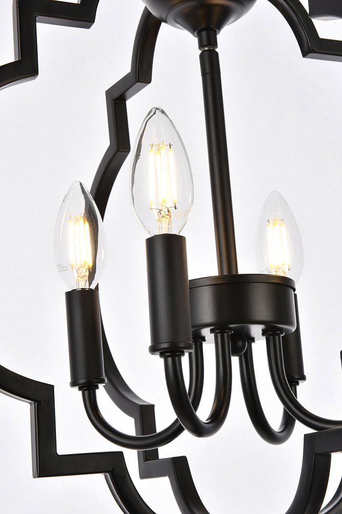 Elegant Sandara 4 Lights Pendant - Black, L 16" (LD7064D16BK)
