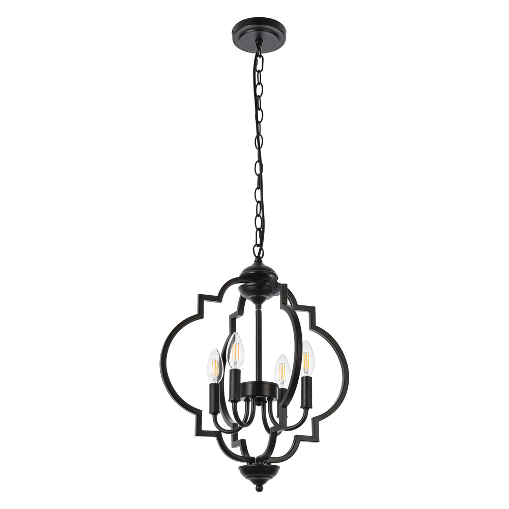 Elegant Sandara 4 Lights Pendant - Black, L 16" (LD7064D16BK)