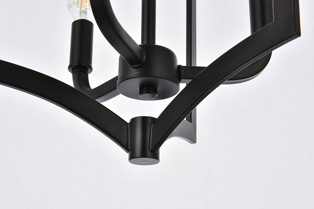 Elegant Kiera 3 Lights Flush Mount - Black, L 12" (LD7067F12BK)