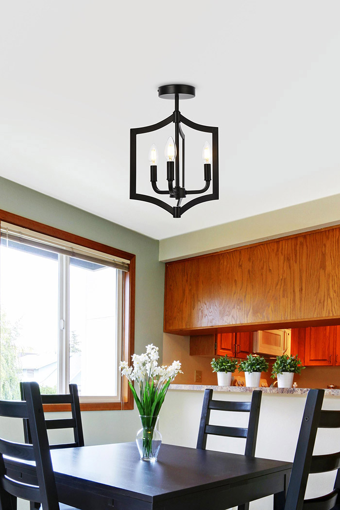 Elegant Kiera 3 Lights Flush Mount - Black, L 12" (LD7067F12BK)