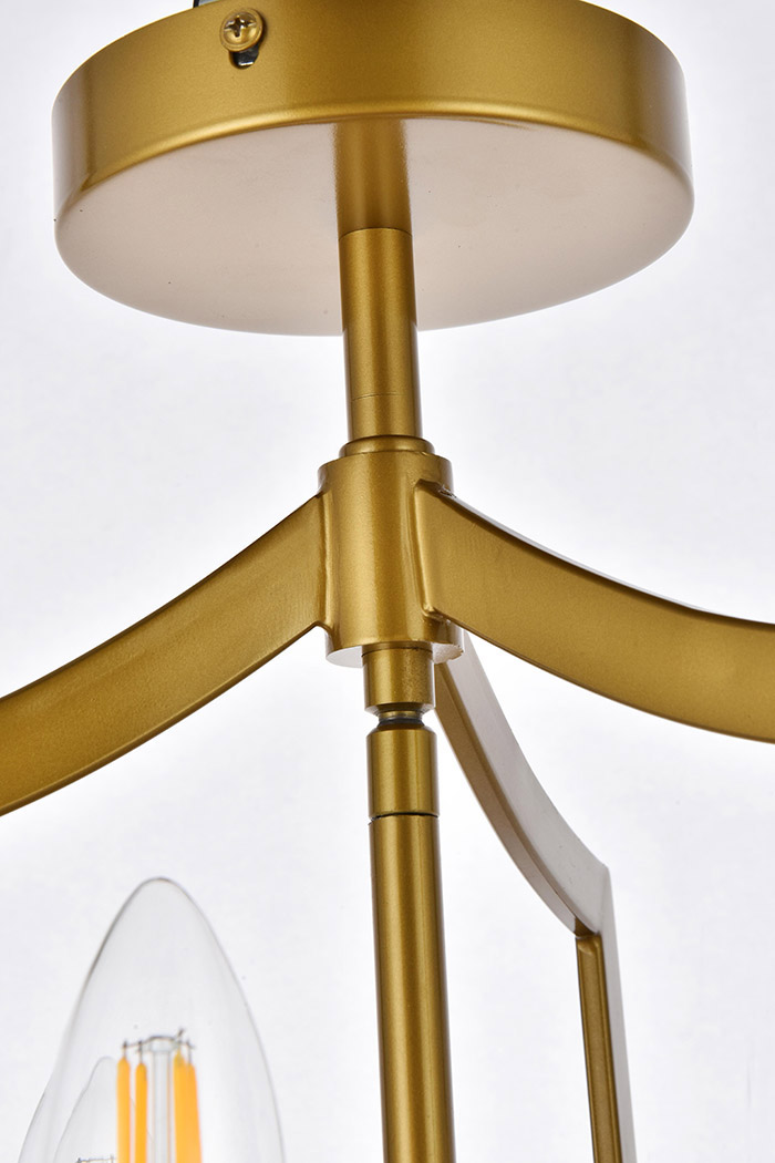 Elegant Kiera 3 Lights Flush Mount - Brass, L 12" (LD7067F12BR)