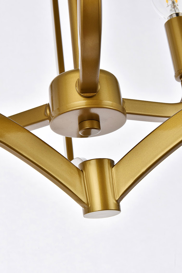 Elegant Kiera 3 Lights Flush Mount - Brass, L 12" (LD7067F12BR)