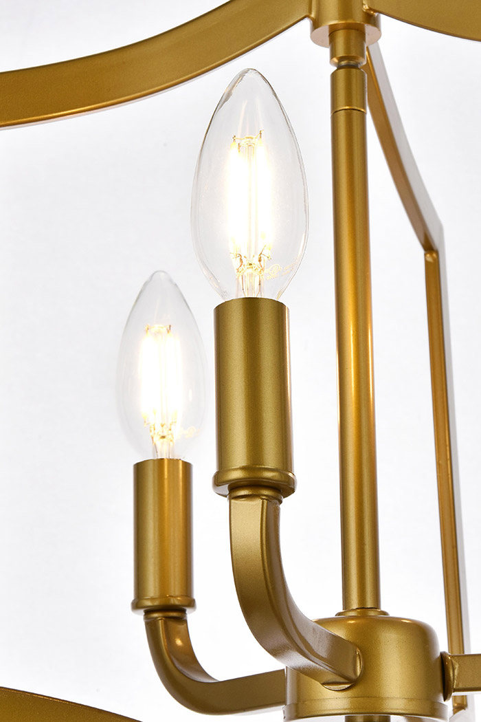 Elegant Kiera 3 Lights Flush Mount - Brass, L 12" (LD7067F12BR)