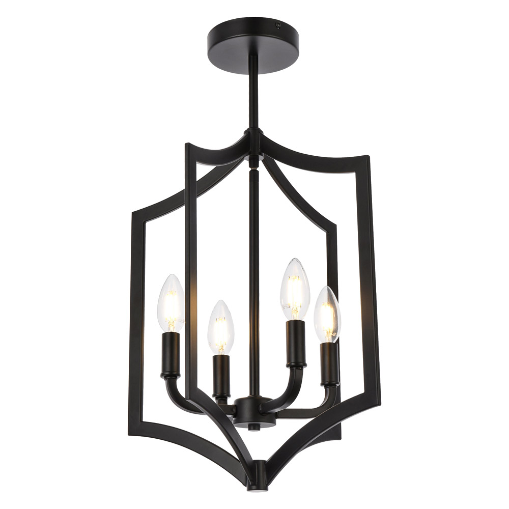 Elegant Kiera 3 Lights Flush Mount - Black, L 14" (LD7068F14BK)