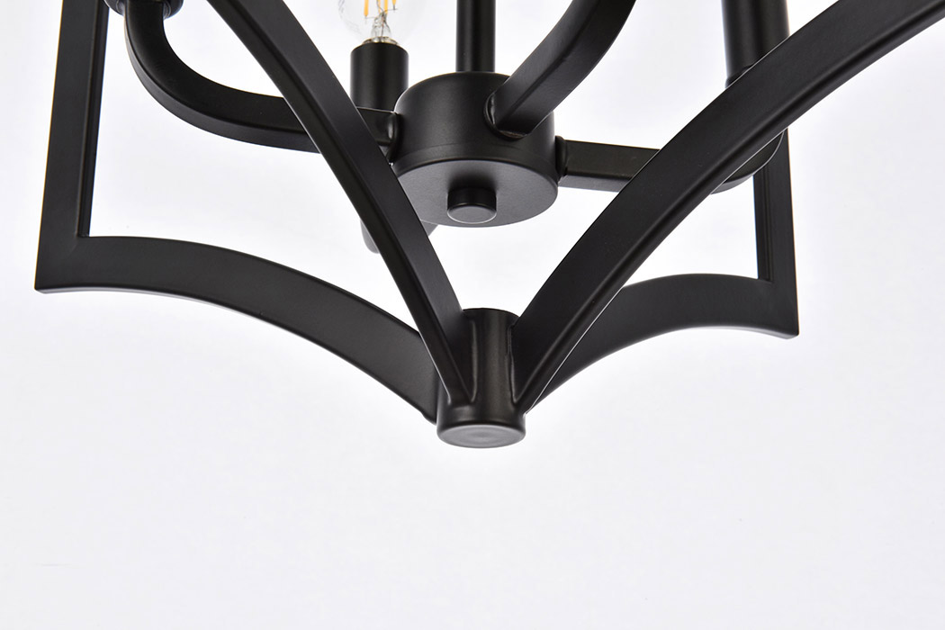 Elegant Kiera 3 Lights Flush Mount - Black, L 14" (LD7068F14BK)