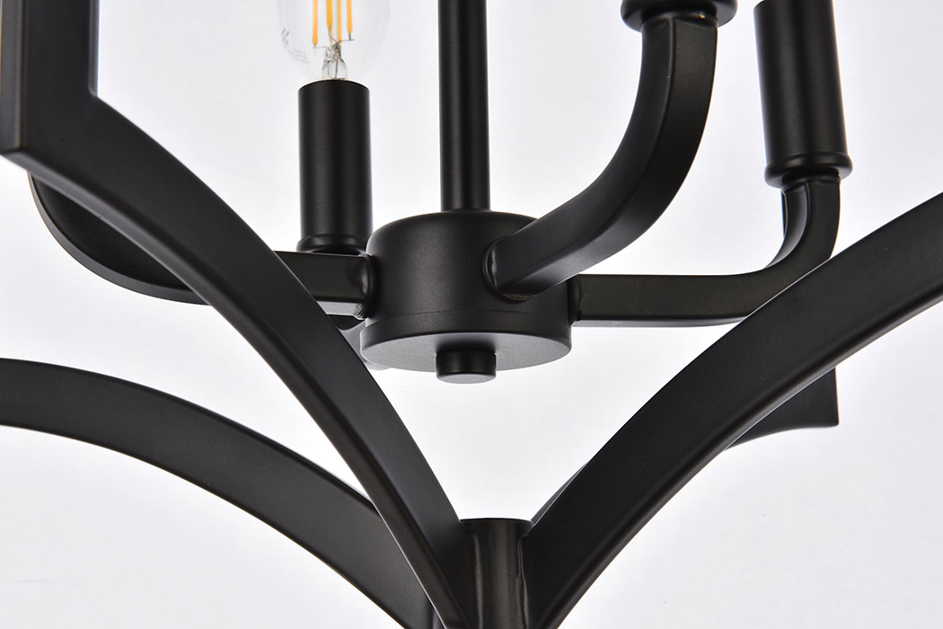 Elegant Kiera 3 Lights Flush Mount - Black, L 14" (LD7068F14BK)