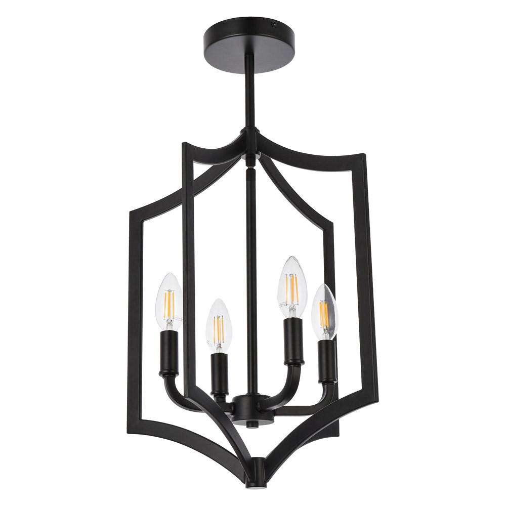 Elegant Kiera 3 Lights Flush Mount - Black, L 14" (LD7068F14BK)