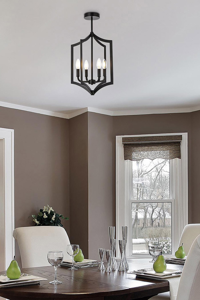 Elegant Kiera 3 Lights Flush Mount - Black, L 14" (LD7068F14BK)