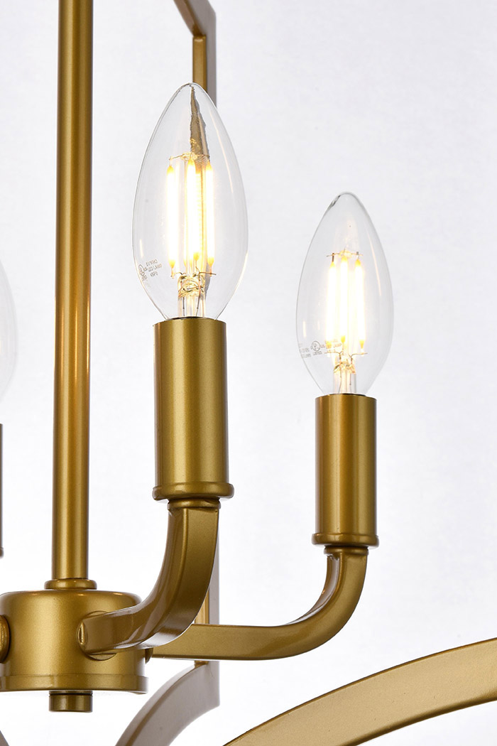 Elegant Kiera 3 Lights Flush Mount - Brass, L 14" (LD7068F14BR)