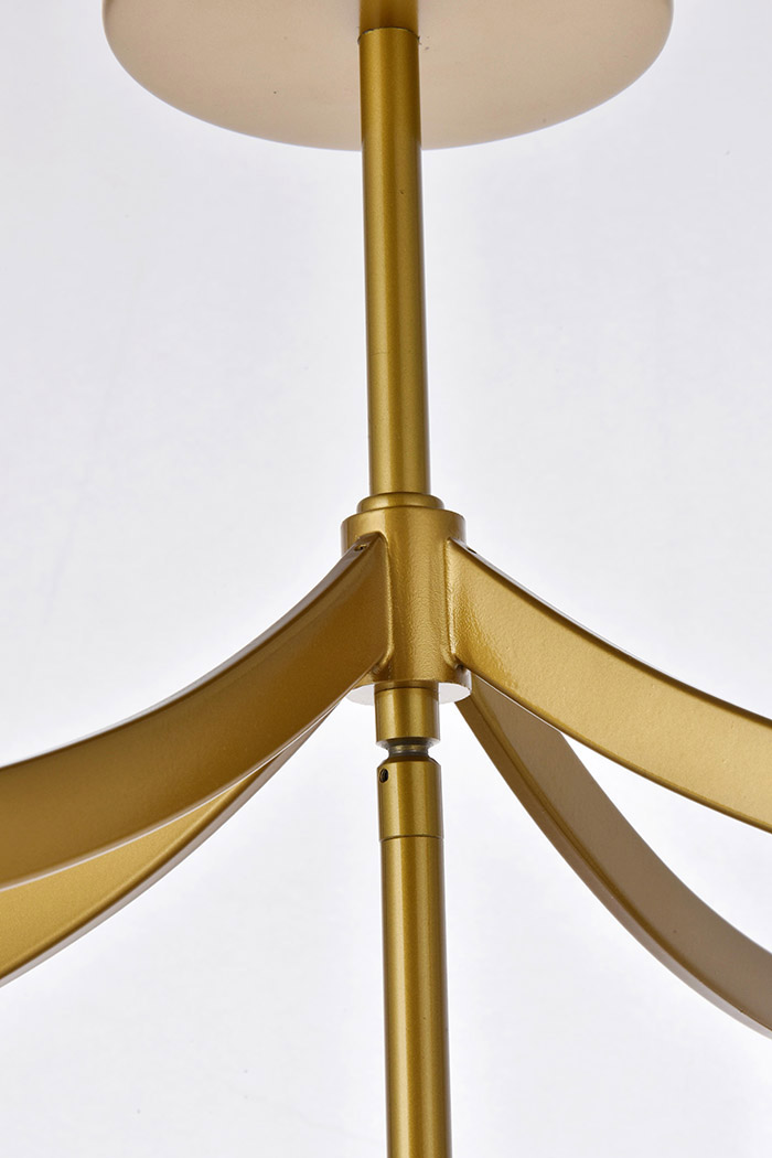 Elegant Kiera 3 Lights Flush Mount - Brass, L 14" (LD7068F14BR)