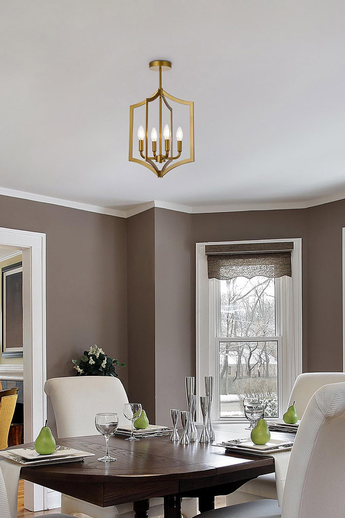 Elegant Kiera 3 Lights Flush Mount - Brass, L 14" (LD7068F14BR)