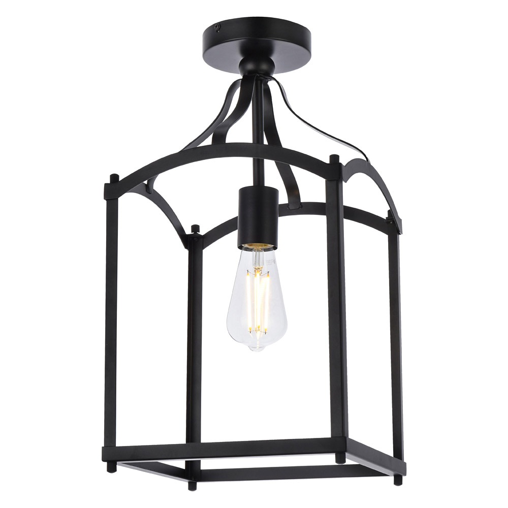 Elegant Janet 1 Light Flush Mount - Black (LD7069F10BK)