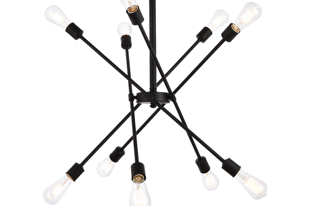 Elegant Axel 6-Light Semi-Flush Mount - Black/Gold, L 27.2" (LD8003D28BLA)