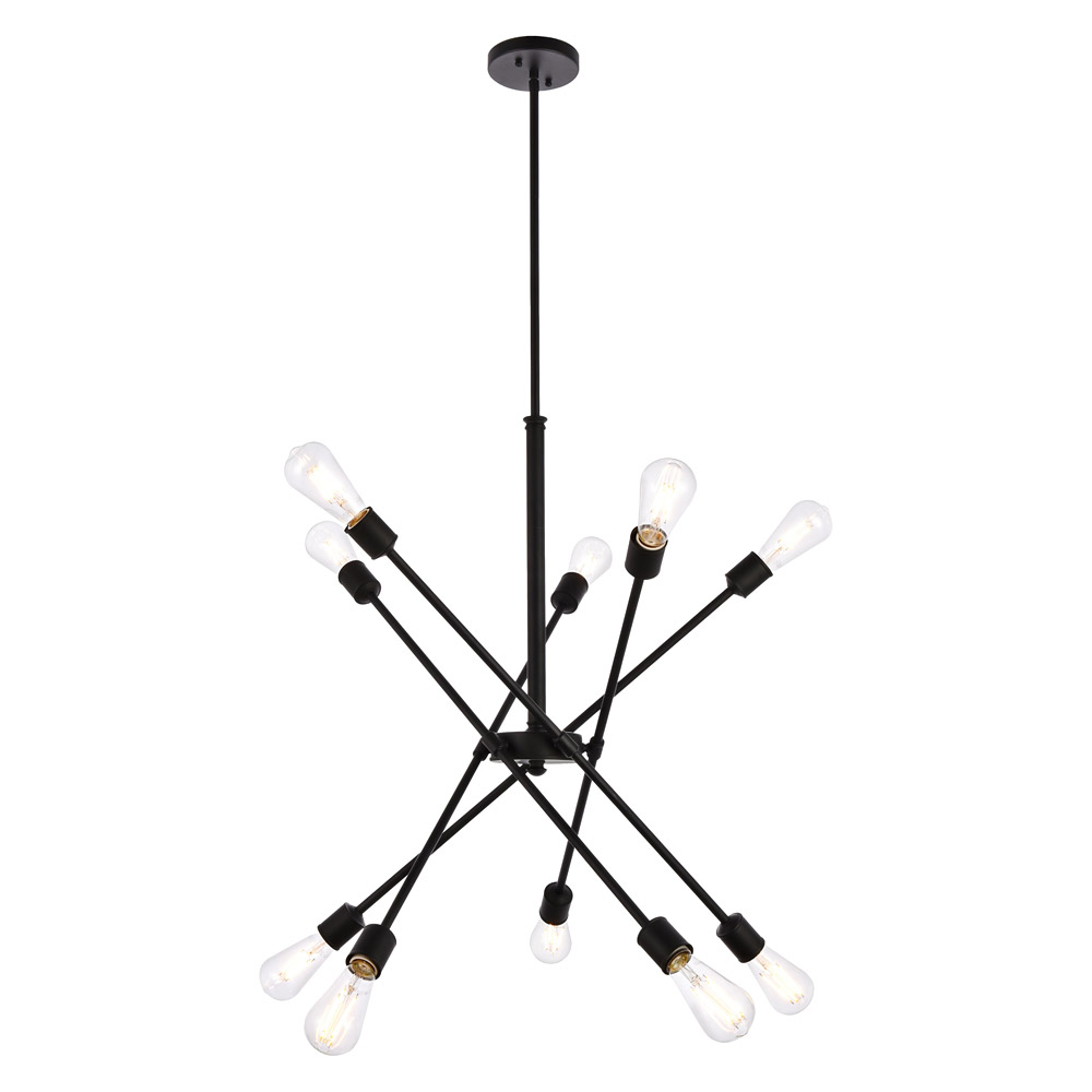 Elegant Axel 6-Light Semi-Flush Mount - Black/Gold, L 27.2" (LD8003D28BLA)