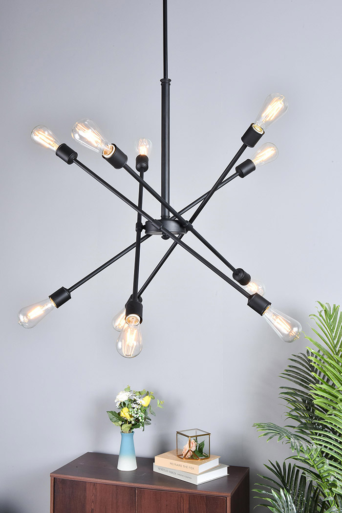 Elegant Axel 6-Light Semi-Flush Mount - Black/Gold, L 27.2" (LD8003D28BLA)