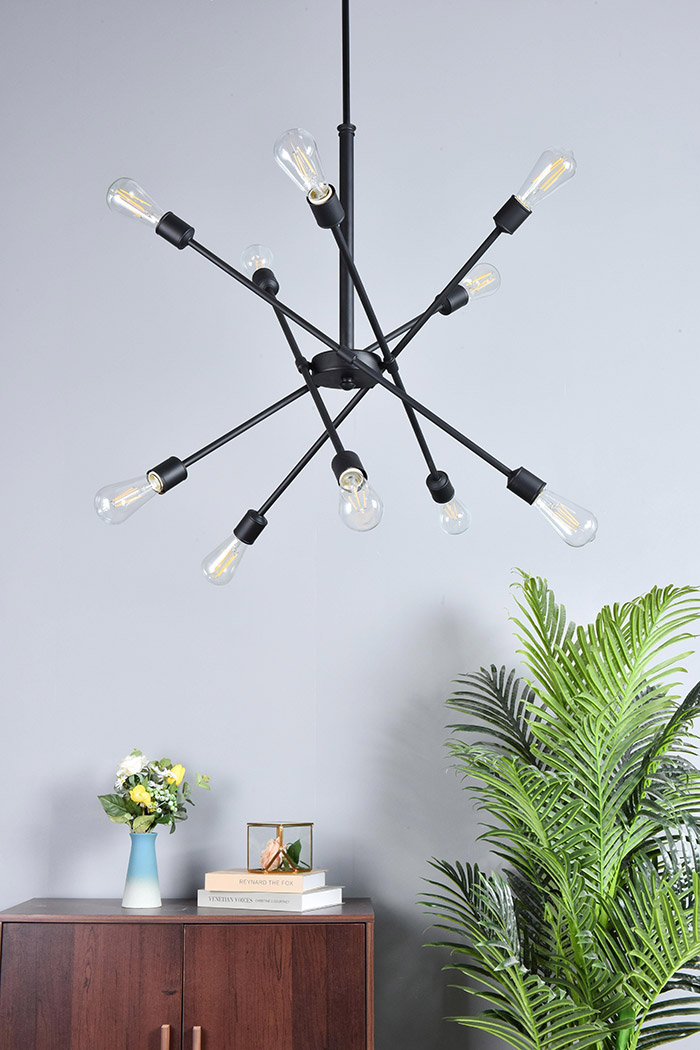 Elegant Axel 6-Light Semi-Flush Mount - Black/Gold, L 27.2" (LD8003D28BLA)