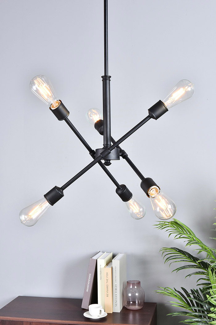 Elegant Pendant Light - Black/Gold, L 17.1" (LD8015D18BLA)