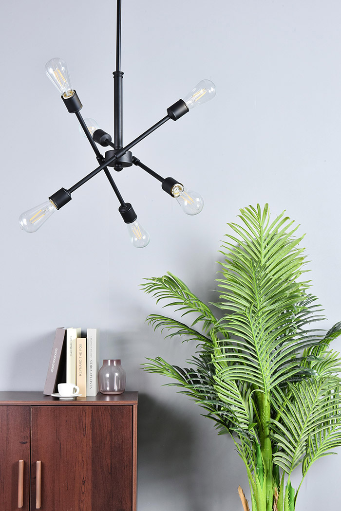 Elegant Pendant Light - Black/Gold, L 17.1" (LD8015D18BLA)