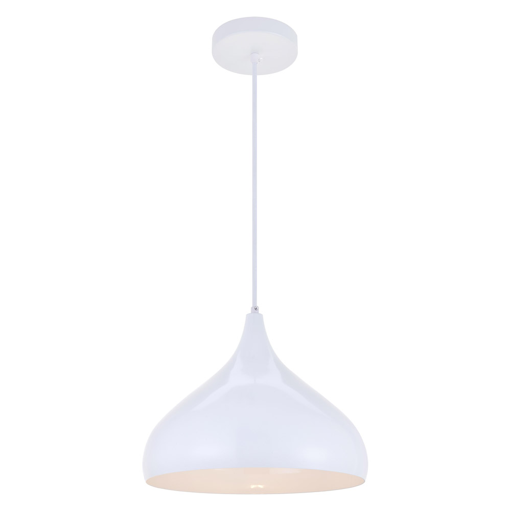 Elegant Circa 1-Light Pendant - White, L 12.5" (LDPD2046WH)