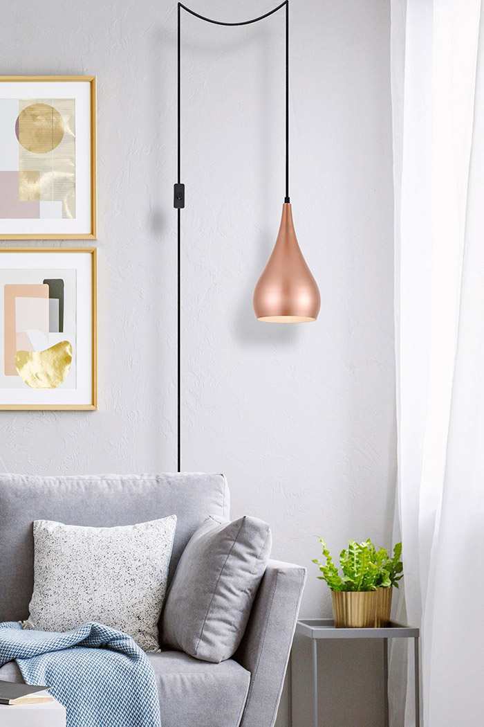 Elegant Nora 1 Light Plug-In Pendant - Honey Gold (LDPG2001HG)