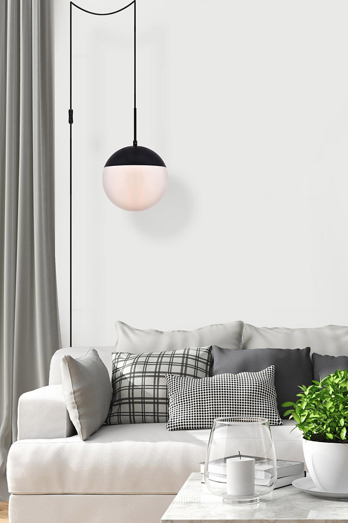 Elegant Eclipse 1 Light Plug - Black/Glass Matte, L 10" (LDPG6032BK)