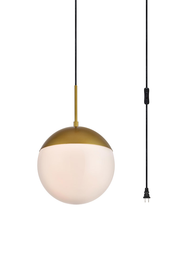 Elegant Eclipse 1 Light Plug - Brass/Glass Matte, L 10" (LDPG6036BR)