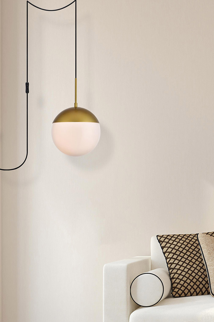 Elegant Eclipse 1 Light Plug - Brass/Glass Matte, L 10" (LDPG6036BR)