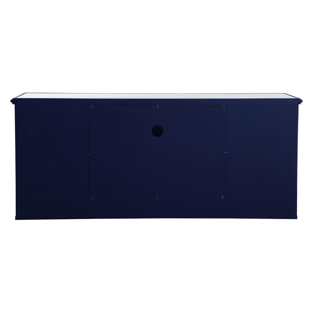 Elegant Modern 60" Mirrored TV Stand with Crystal Fireplace - Blue (MF60160BL)