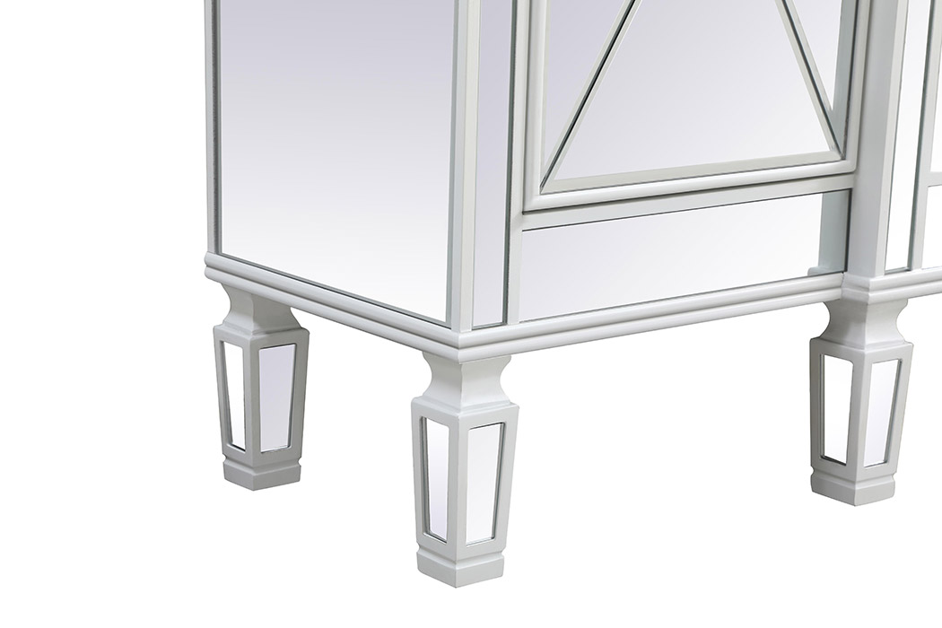 Elegant Contempo 60" Mirrored Credenza with Wood Fireplace - White (MF61060AW-F2)