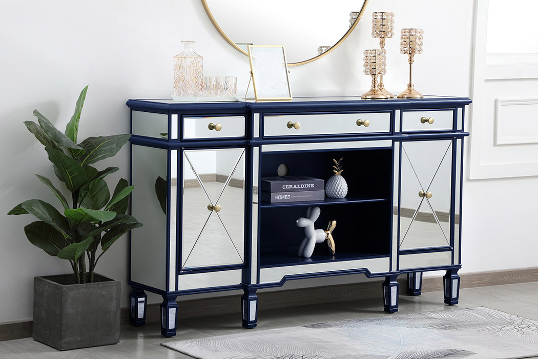 Elegant Contempo 60" Mirrored Credenza - Blue (MF61060BL)