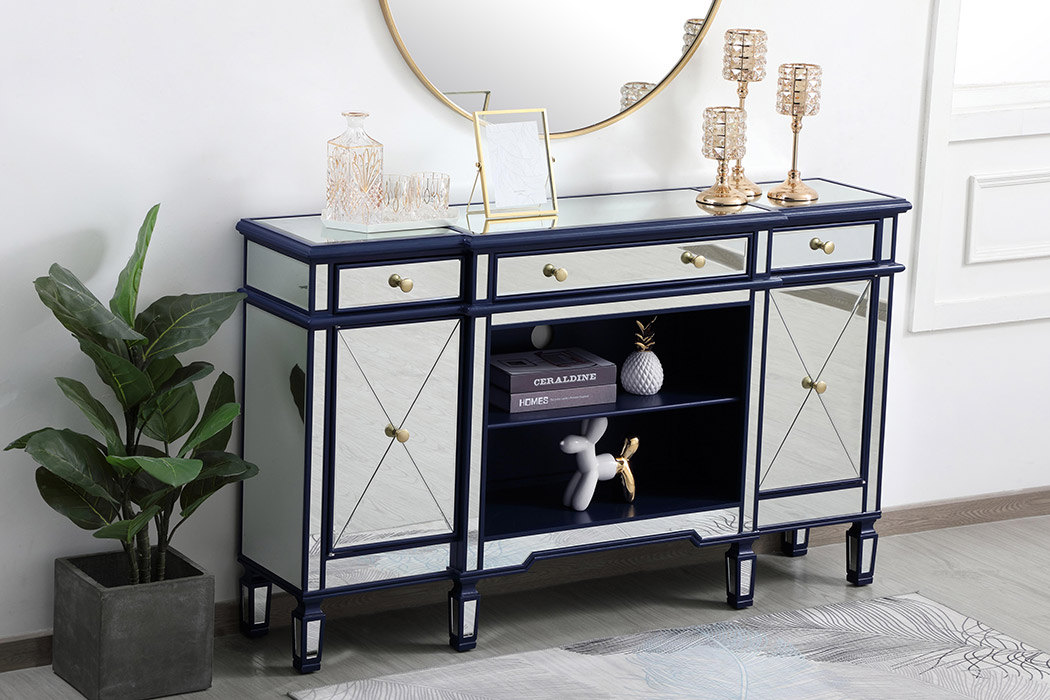 Elegant Contempo 60" Mirrored Credenza - Blue (MF61060BL)