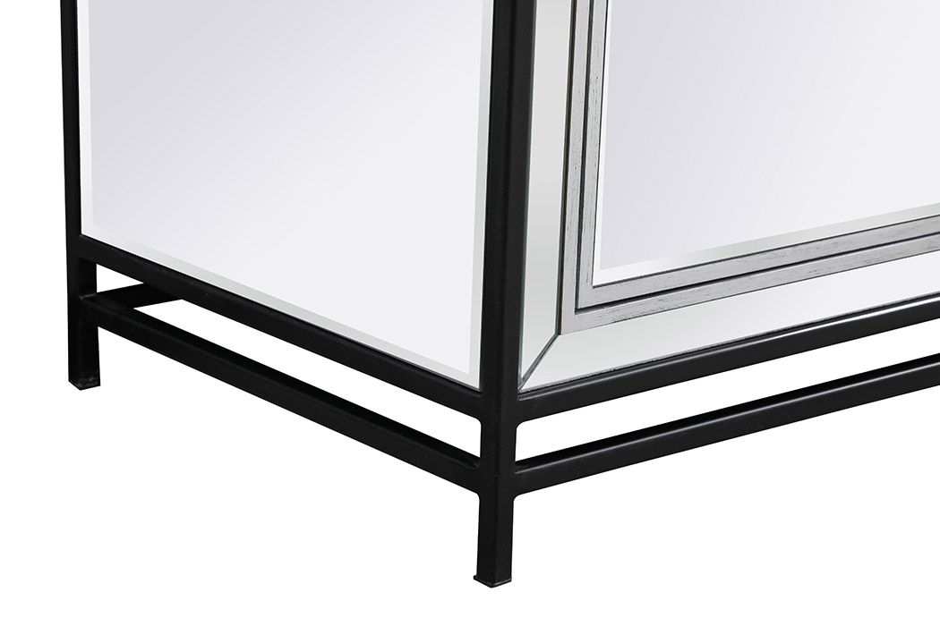 Elegant James 72" Mirrored TV Stand - Black (MF70172BK-F1)